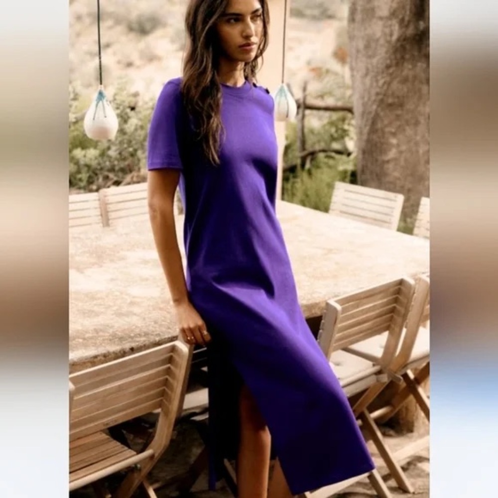 Sezane Emy Dress in Ultraviolet Purple Size XS 100% Cotton Maxi Dress